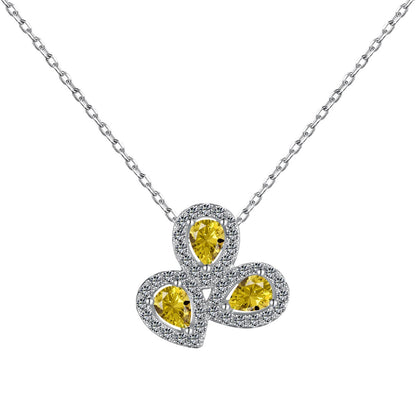 [LUCKY LOVE]Elegant Flower Shape Pear Cut Necklace