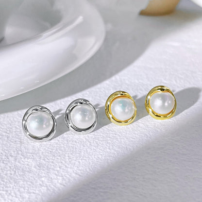 [LUCKY LOVE]Dainty Bread Pearl Earrings