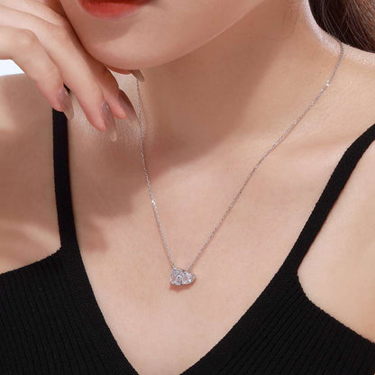 [LUCKY LOVE]Dazzling Square & Heart Shape Necklace