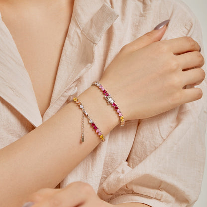 [LUCKY LOVE]Luxurious Colorful Romantic Heart Shape Lover Bracelet