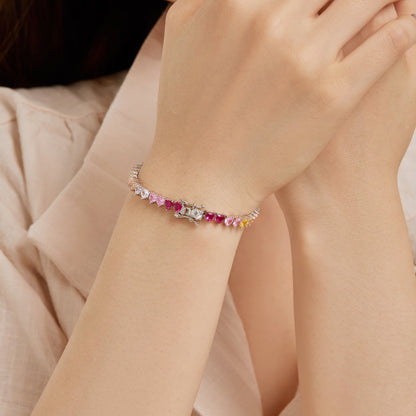 [LUCKY LOVE]Luxurious Colorful Romantic Heart Shape Lover Bracelet