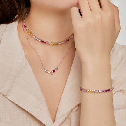 [LUCKY LOVE]Luxurious Colorful Romantic Heart Shape Lover Bracelet