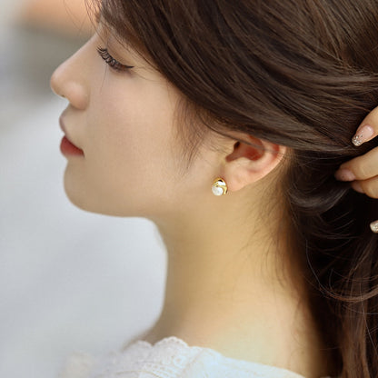 [LUCKY LOVE]Dainty Bread Pearl Earrings