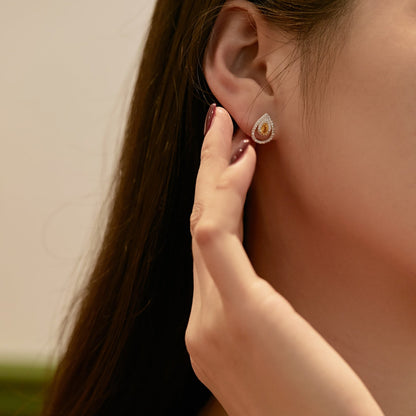 [LUCKY LOVE]Sparkling Delicate Water Drop Shape Daily Earrings