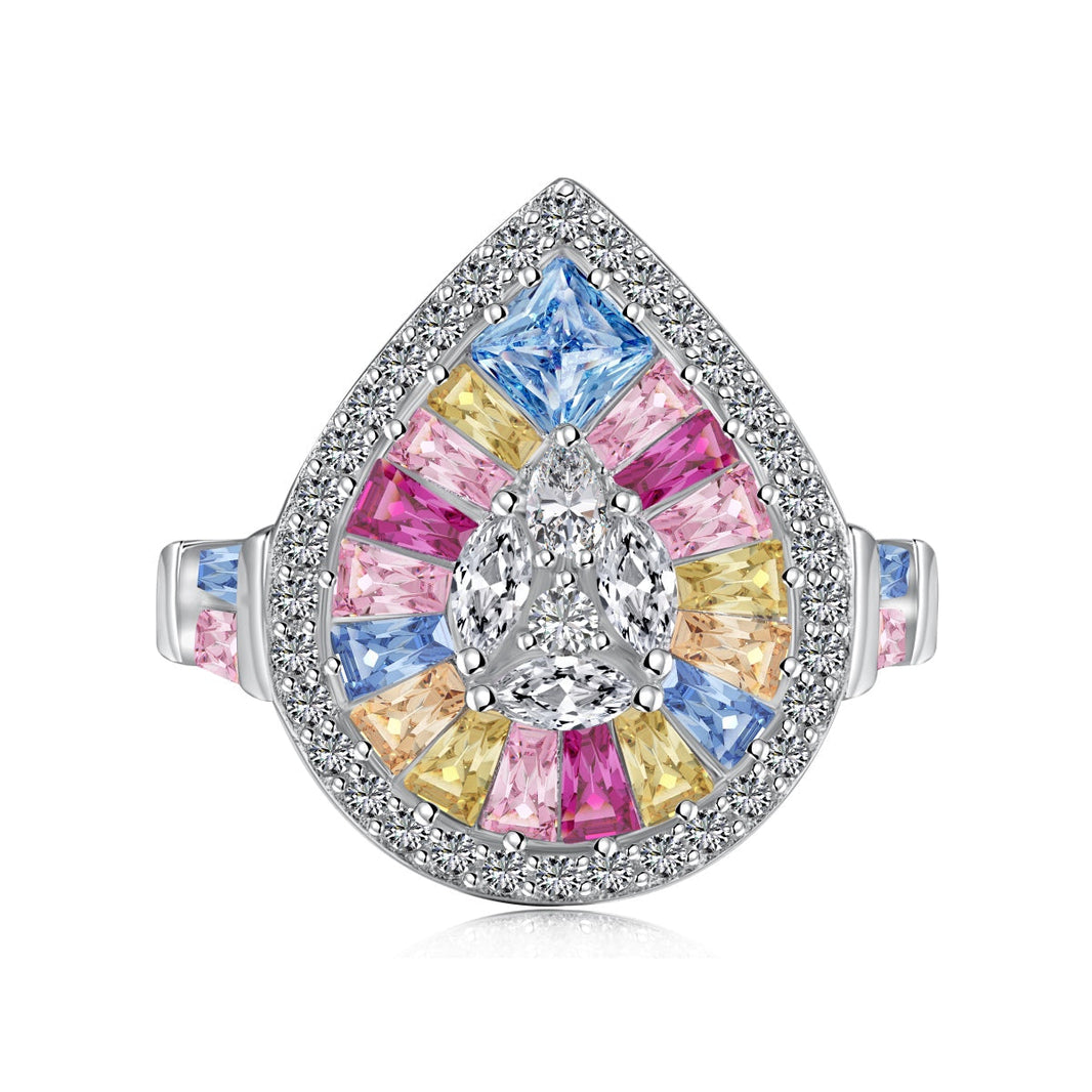 [LUCKY LOVE]Elegant Colorful Water Drop Shape Banquet Ring