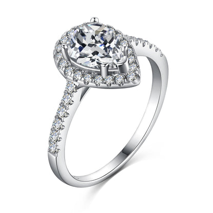 [LUCKY LOVE]1.0 Carat Luxurious Resplendent Water Drop Shape Wedding Ring