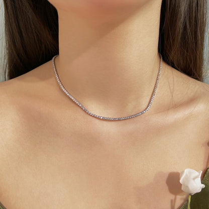 [LUCKY LOVE]Delicate Round Shape Tennis Necklace