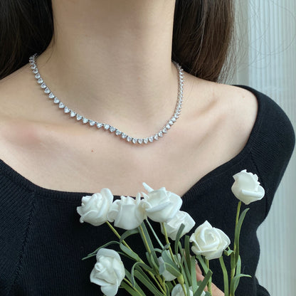 [LUCKY LOVE]Ornate Heart Cut Tennis Necklace