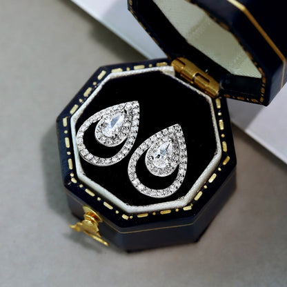 [LUCKY LOVE]Sparkling Delicate Water Drop Shape Daily Earrings
