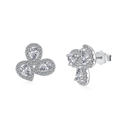 [LUCKY LOVE]Ornate Flower Shape Pear Cut Lover Earrings