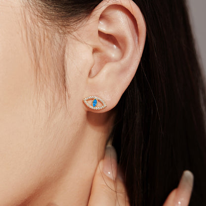 [LUCKY LOVE]Blue Devil Eyes Hollow Stud Earrings