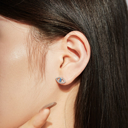 [LUCKY LOVE]Blue Devil Eyes Hollow Stud Earrings