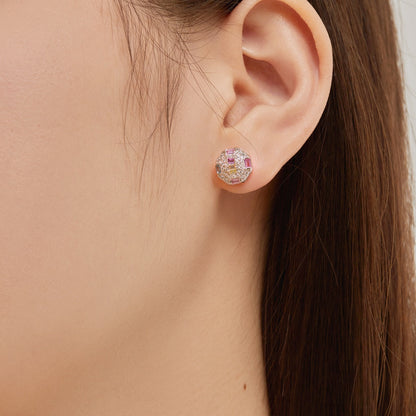 [LUCKY LOVE]Ornate Colorful Octagon Shape Daily Earrings