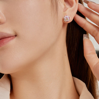 [LUCKY LOVE]Ornate Colorful Octagon Shape Daily Earrings