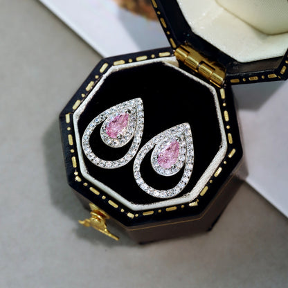 [LUCKY LOVE]Sparkling Delicate Water Drop Shape Daily Earrings