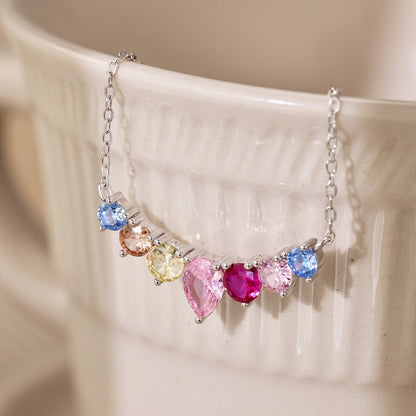 [LUCKY LOVE]Dainty Colorful Heart Necklace