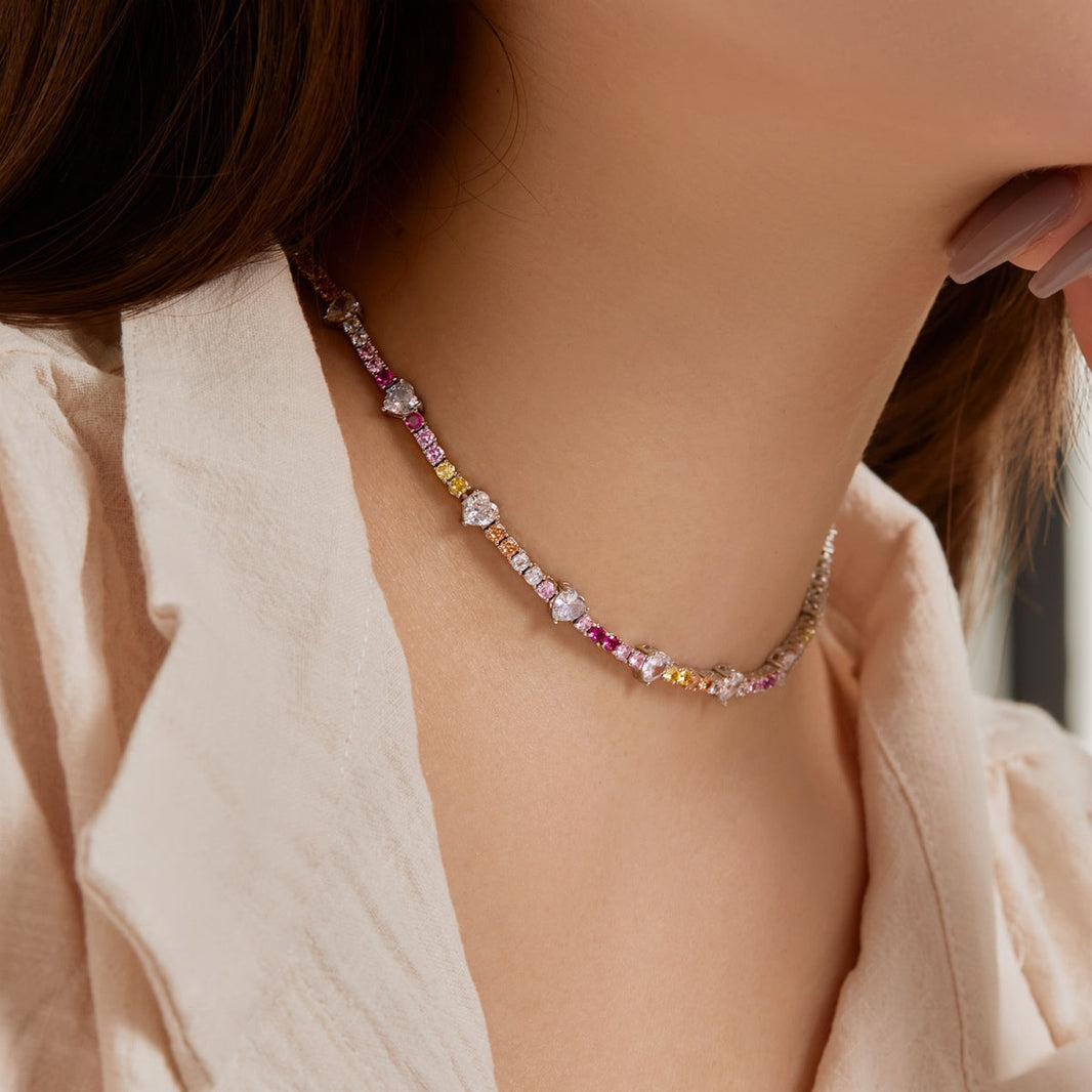 [LUCKY LOVE]Delicate Colorful Rainbow Tennis Chain