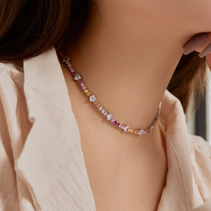 [LUCKY LOVE]Delicate Colorful Rainbow Tennis Chain