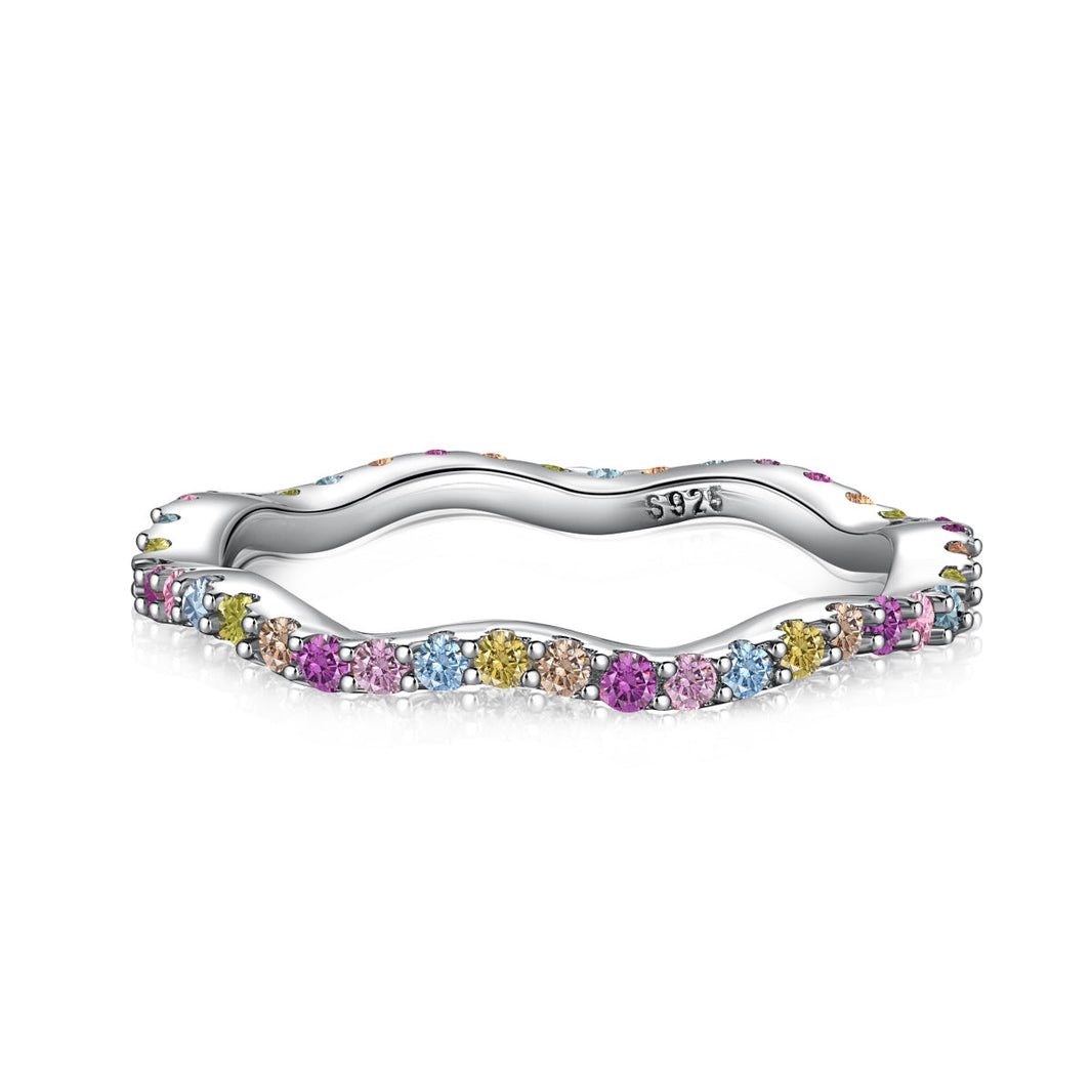 [LUCKY LOVE]Dainty Colorful Round Cut Party Ring