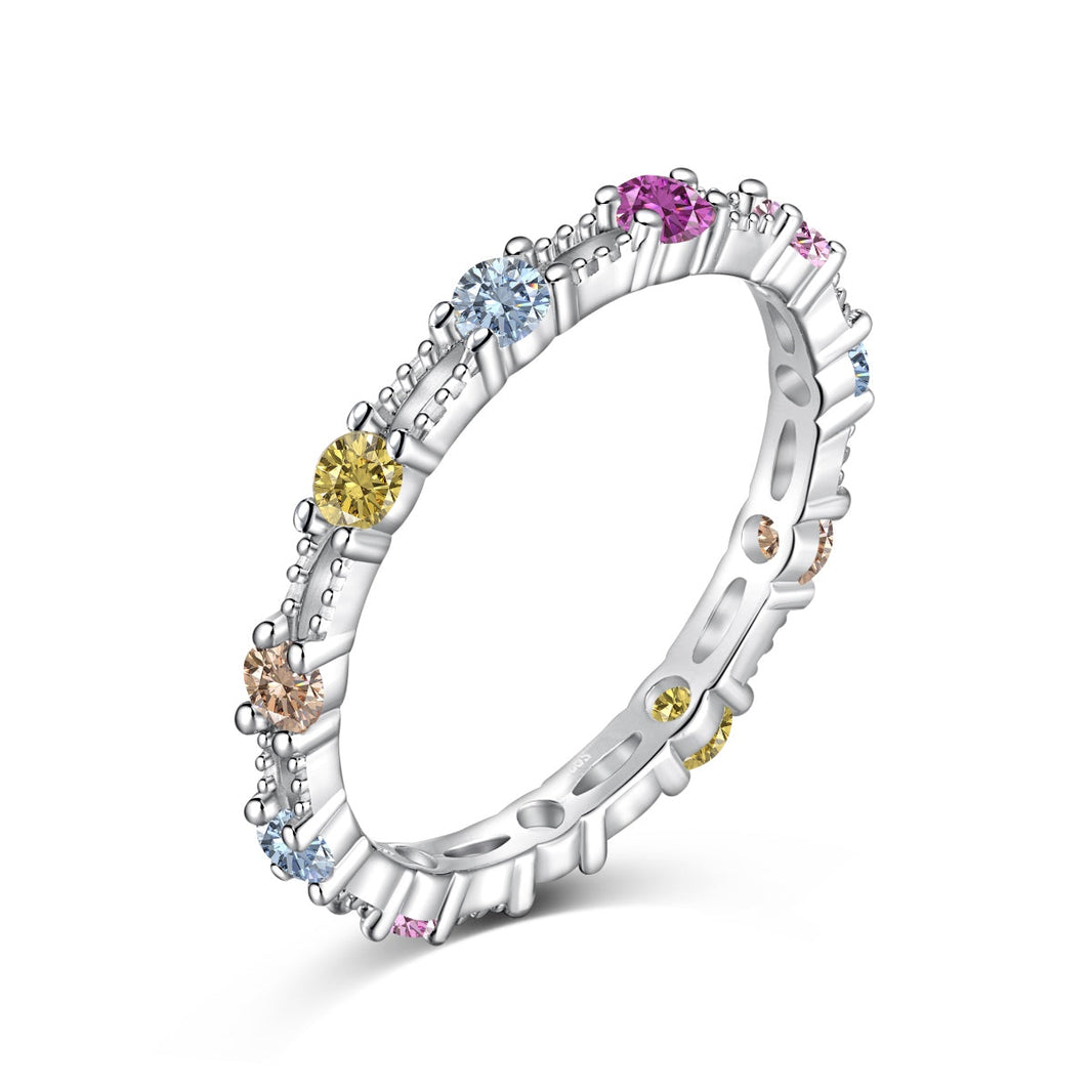 [LUCKY LOVE]Sparkling Colorful Round Cut Tennis Ring