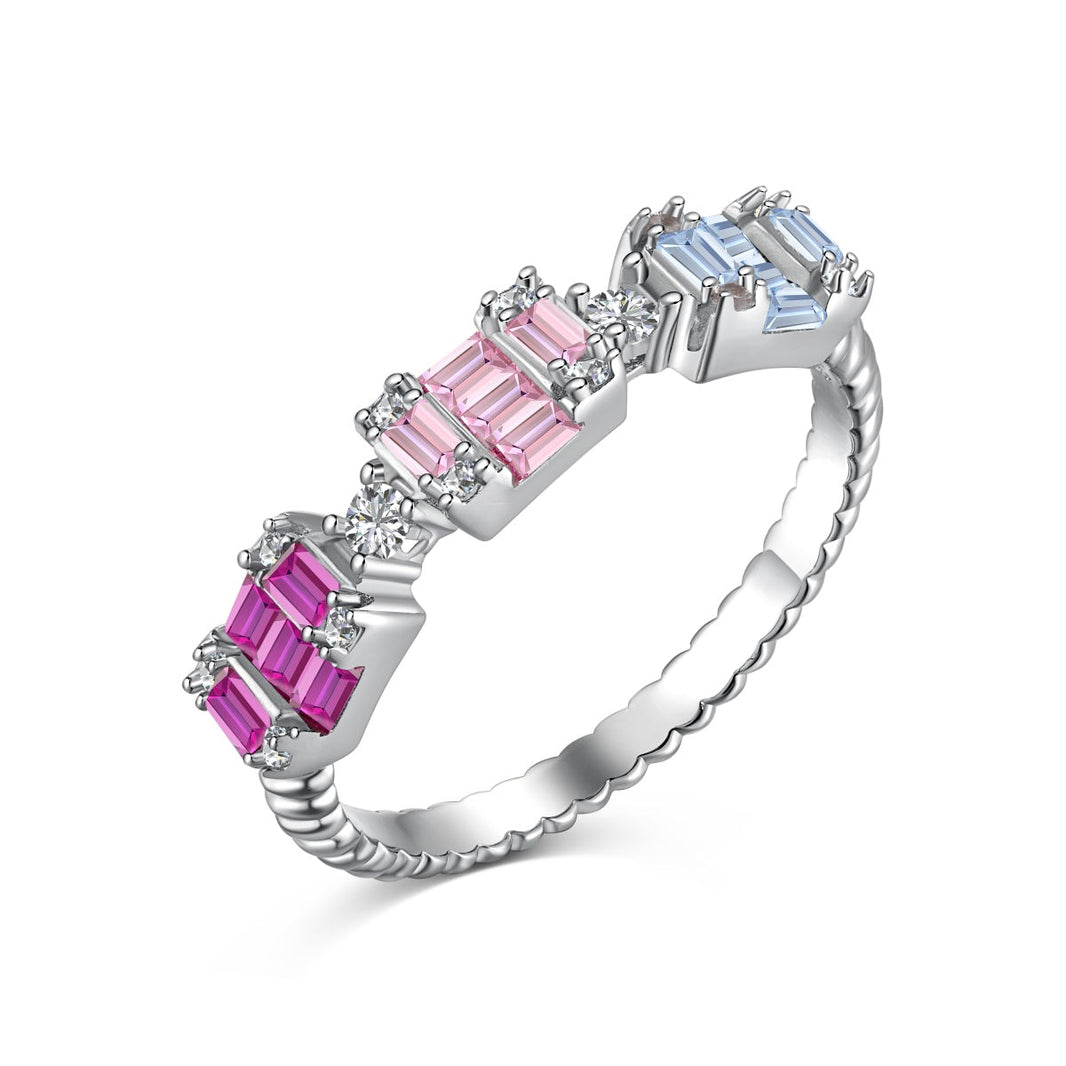[LUCKY LOVE]Unique Colorful Emerald Cut Party Ring