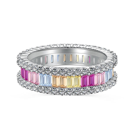 [LUCKY LOVE]Dainty Kaleidoscopic Emerald Cut Daily Ring