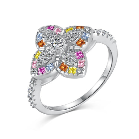 [LUCKY LOVE]Luxurious Colorful Flower Shape Banquet Ring
