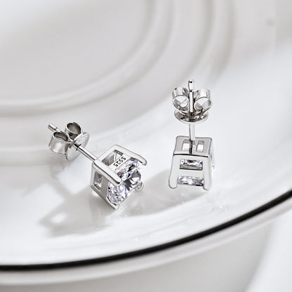 [LUCKY LOVE]1.0 Carat Radiant Princess Cut Wedding Earrings