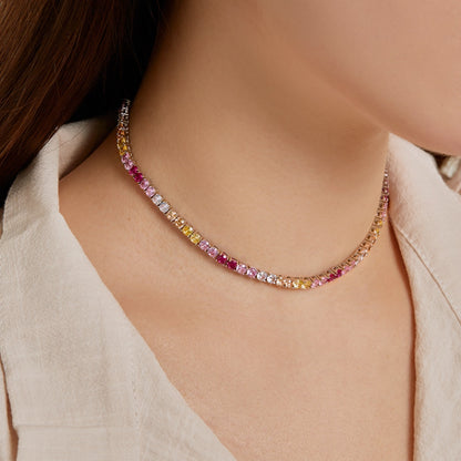 [LUCKY LOVE]Delicate Colorful Tennis Necklace