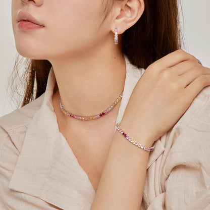 [LUCKY LOVE]Delicate Colorful Tennis Necklace