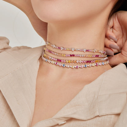 [LUCKY LOVE]Delicate Colorful Tennis Necklace