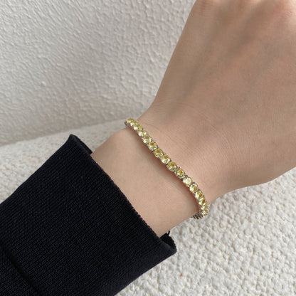 [LUCKY LOVE]Ornate Dazzling Round Cut Tennis Bracelet