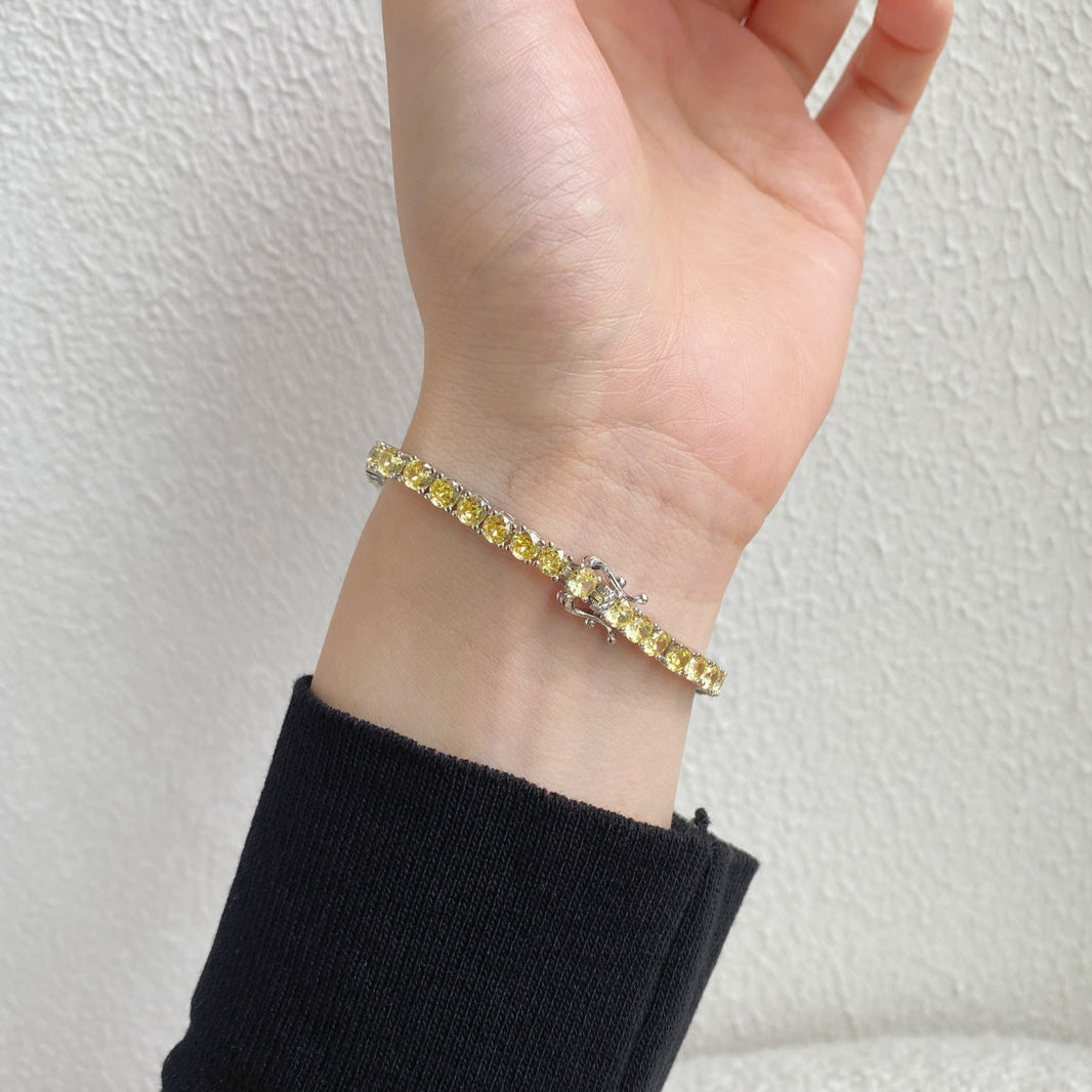 [LUCKY LOVE]Ornate Dazzling Round Cut Tennis Bracelet