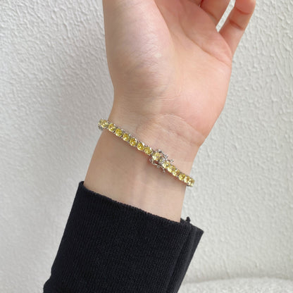 [LUCKY LOVE]Ornate Dazzling Round Cut Tennis Bracelet
