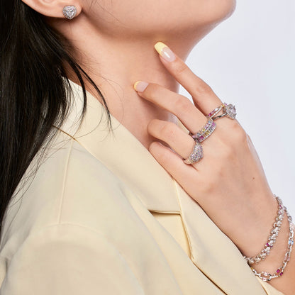 [LUCKY LOVE]Delicate Ebullient Heart Shape Wedding Ring