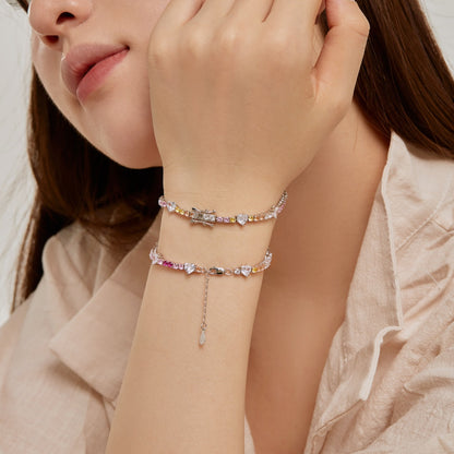 [LUCKY LOVE]Romantic Heart Shape Round Cut Lover Bracelet