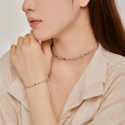 [LUCKY LOVE]Romantic Heart Shape Round Cut Lover Bracelet