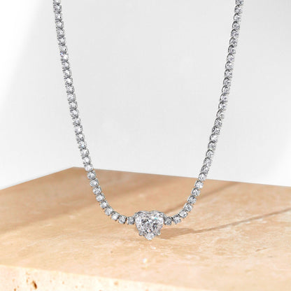 [LUCKY LOVE]2.0 Carat Sparkling Tennis Heart Cut Necklace