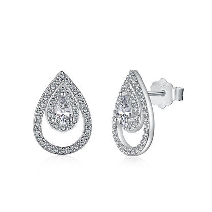 [LUCKY LOVE]Sparkling Delicate Water Drop Shape Daily Earrings