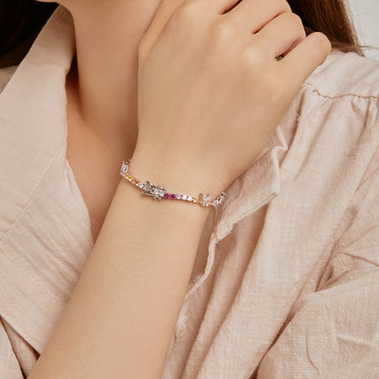 [LUCKY LOVE]Ornate Colorful Butterfly Shape Round Cut Daily Bracelet