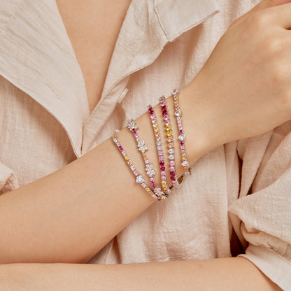 [LUCKY LOVE]Ornate Colorful Butterfly Shape Round Cut Daily Bracelet