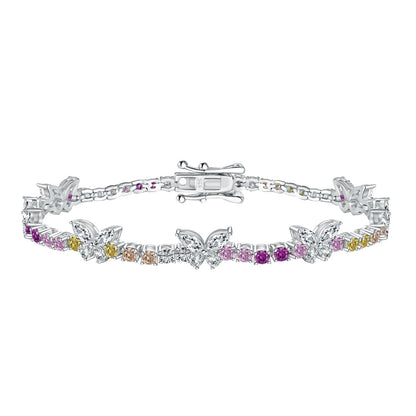 [LUCKY LOVE]Ornate Colorful Butterfly Shape Round Cut Daily Bracelet