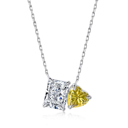[LUCKY LOVE]Dazzling Square & Heart Shape Necklace