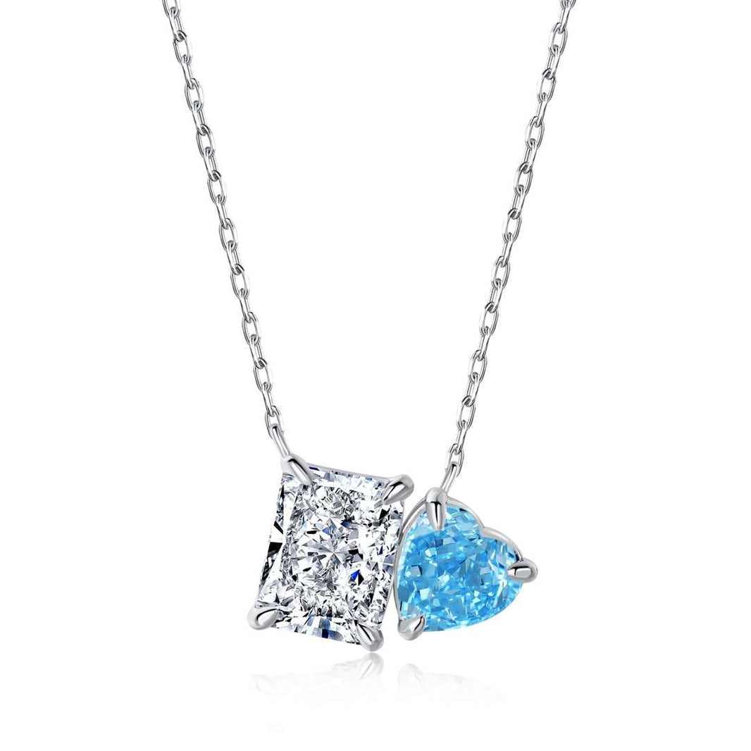 [LUCKY LOVE]Dazzling Square & Heart Shape Necklace