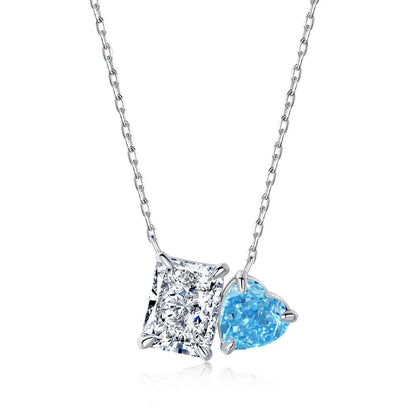 [LUCKY LOVE]Dazzling Square & Heart Shape Necklace