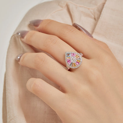 [LUCKY LOVE]Elegant Colorful Water Drop Shape Banquet Ring