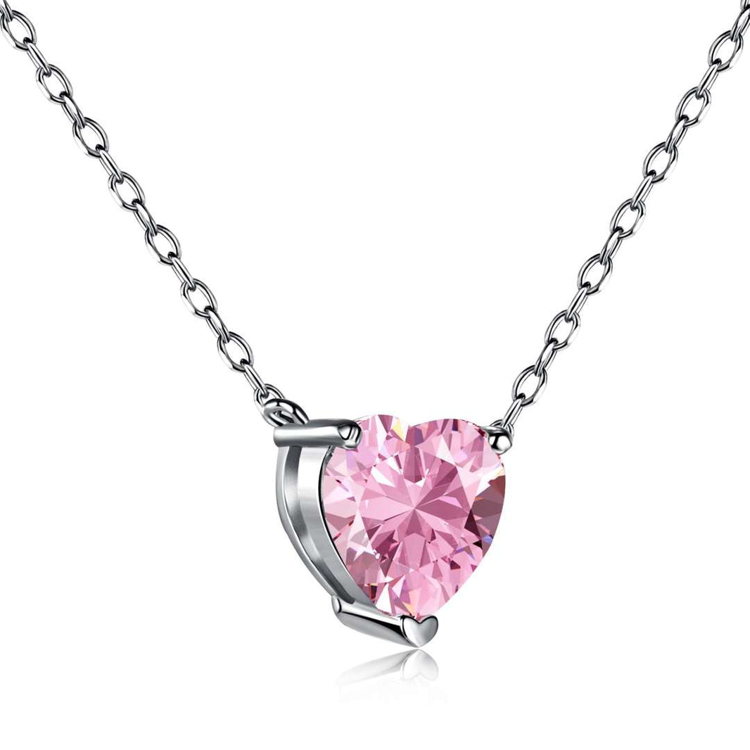 [LUCKY LOVE]Heart Shape Main Stone Pendant Collarbone Necklace
