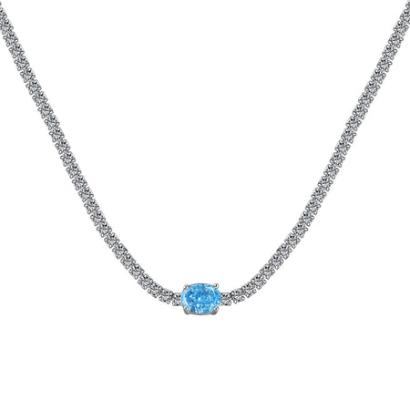 [LUCKY LOVE]1.0 Carat Shining Oval Cut Necklace