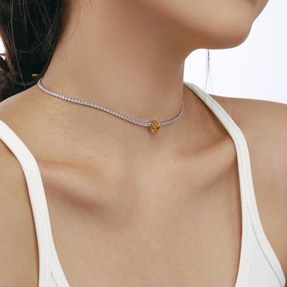 [LUCKY LOVE]2.0 Carat Sparkling Tennis Heart Cut Necklace