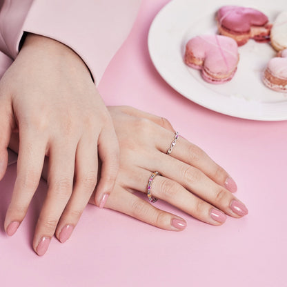 [LUCKY LOVE]Sparkling Colorful Round Cut Tennis Ring